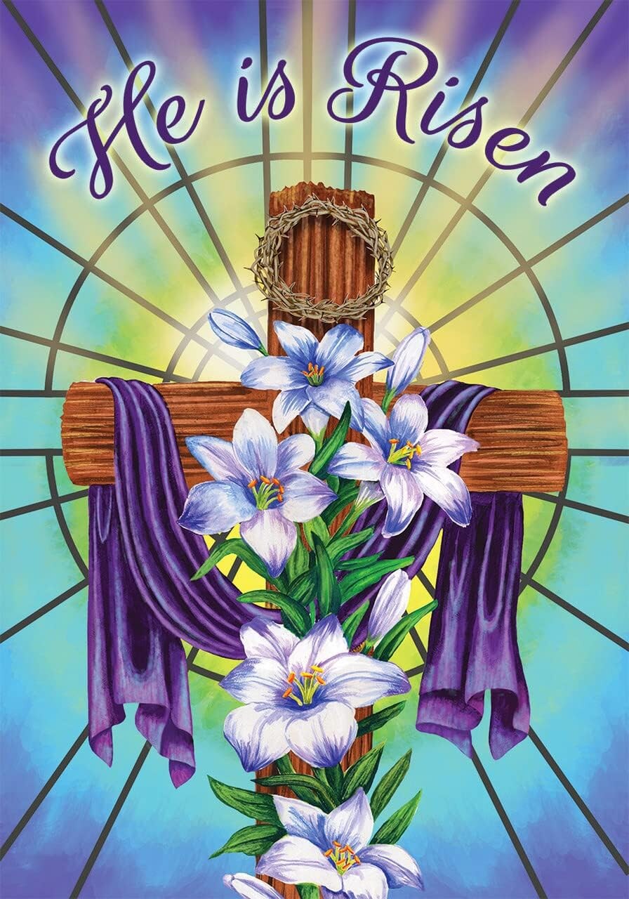 Easter cross diamond art kit for adults featuring a floral design—DIY 5D crystal craft with full drill, measuring 30×40 cm. Perfect for relaxing creativity, home wall décor, or as a meaningful gift.